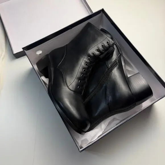 Women’s Victorian Lace Up Ankle Boots Vintage Round Toe Chunky Heel Boots NEW - Picture 2 of 9